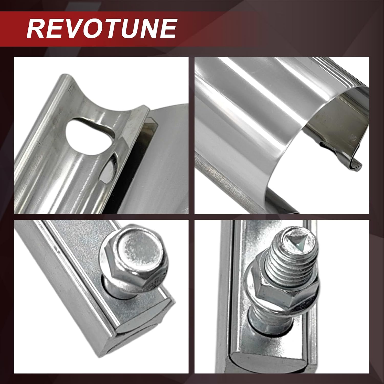 2.5 Inch Exhaust Clamp, 2.5" Butt Joint Band Clamp Sleeve Coupler Stainless Steel for Pipes, Mufflers, Catalytic Converters - 2 Pack