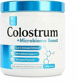 Colostrum Powder | Grass-Fed Bovine Colostrum with Akkermansia Probiotic 1B AFU | Microbiome & Gut Support | High IgG Advanced Formula | 90 Servings