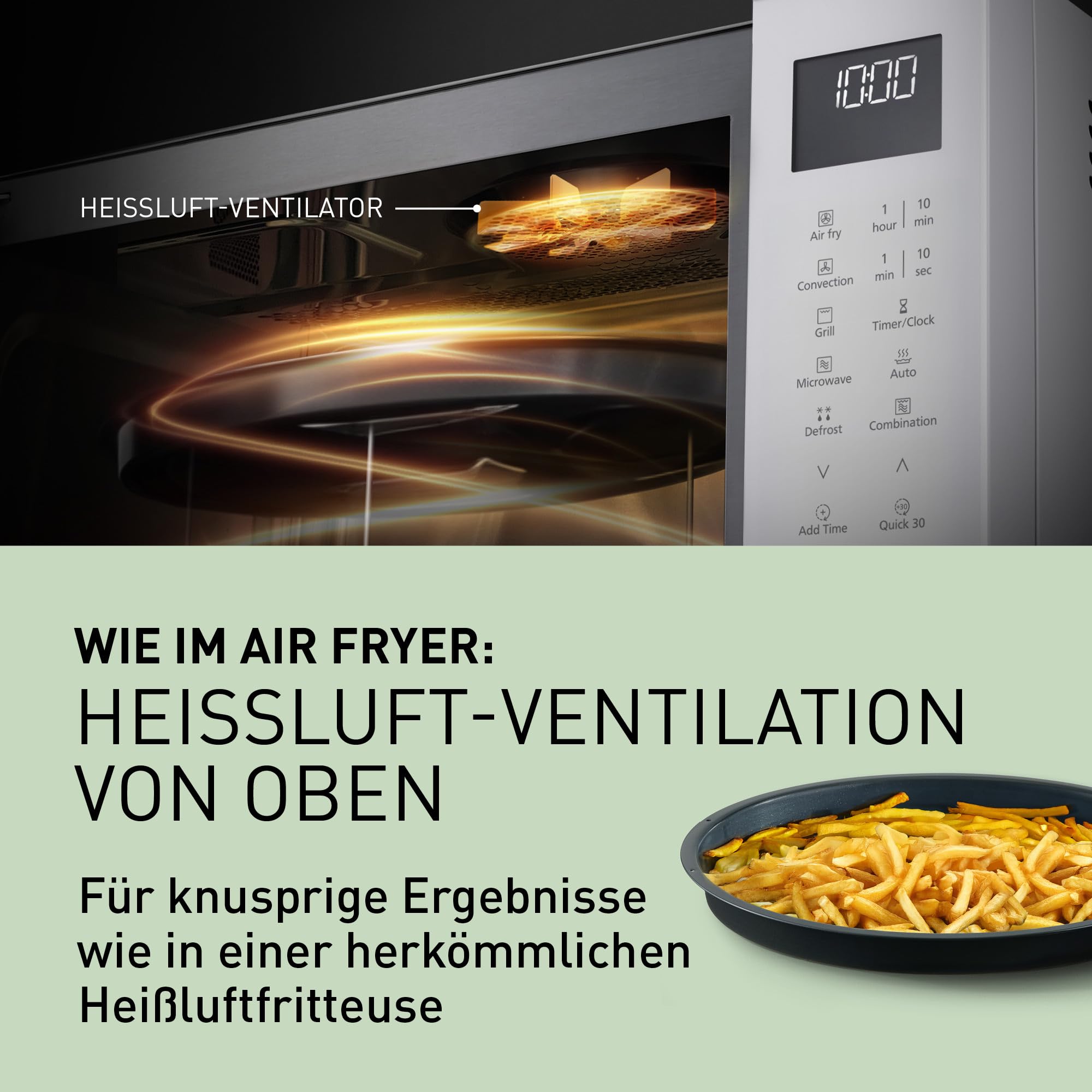 Panasonic NN-CT55RWEPG 27L 4-in-1 Kombi-Mikrowelle mit Airfryer-Funktion, 1000W Inverter, 1300W Grill, Umluft, Airfry, 19 Automatikprogramme, Weiß
