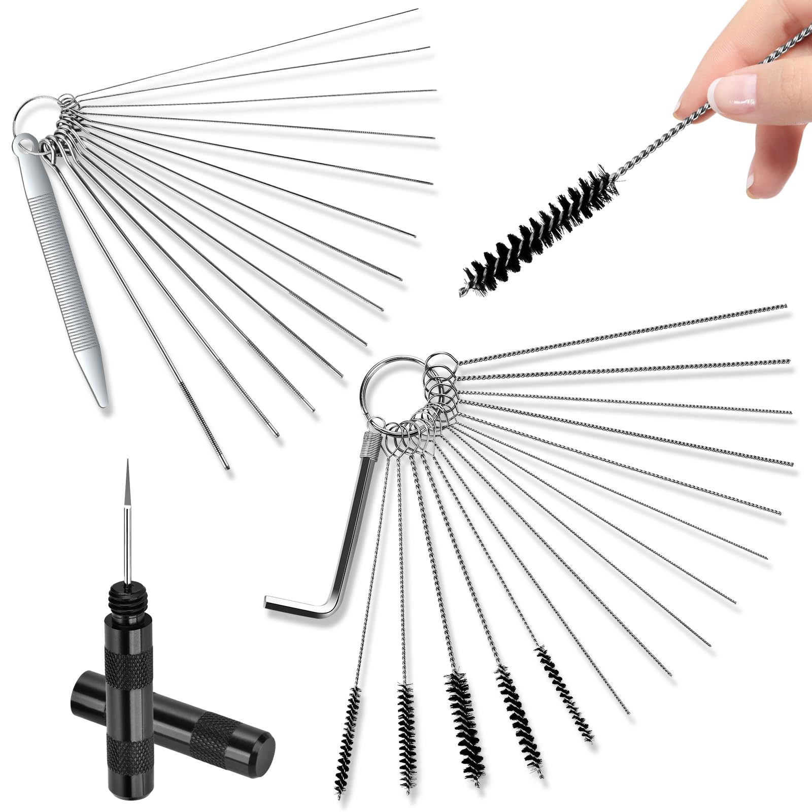 Herain Carburetor Torch Welding Tip Cleaner Set, Small Holes Cleaner for Cleaning Brake, Engine, Gas Orifices Parts, Torch Nozzle Tip, Sprinklers, Lawn Mowers (31 Pcs Cleaning Wire Set)