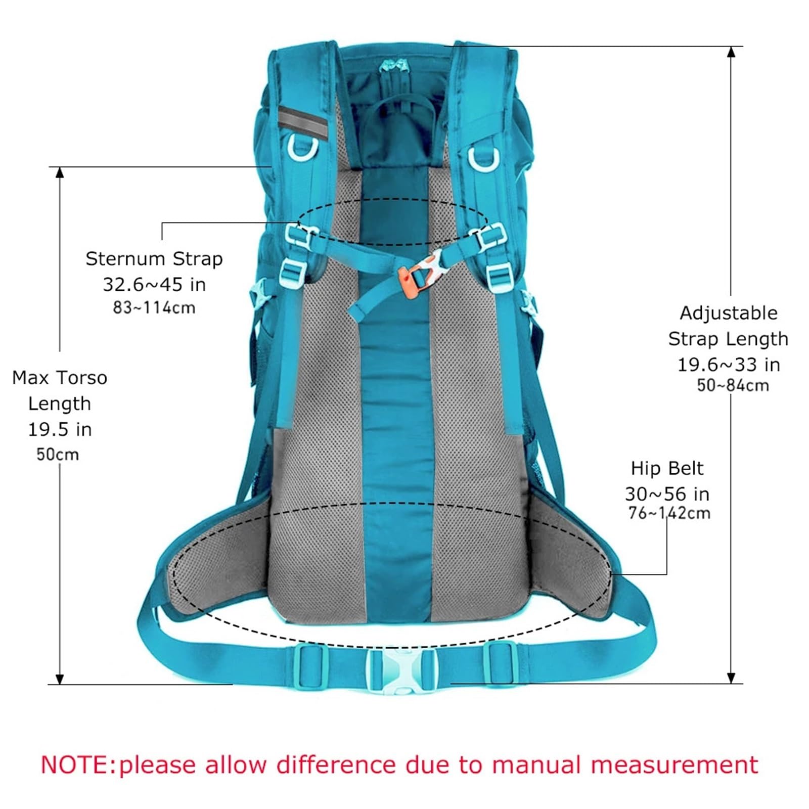Mochila Trekking Mochila de senderismo 50 l con funda impermeable, multifuncional, for montañismo, viajes, trekking y acampada