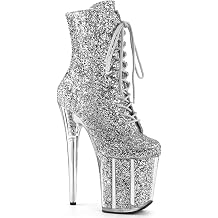 Womens Sexy High Heels, 8In Platform Stiletto Low-Top Boots, Shiny Leather Pole Dancing Shoes