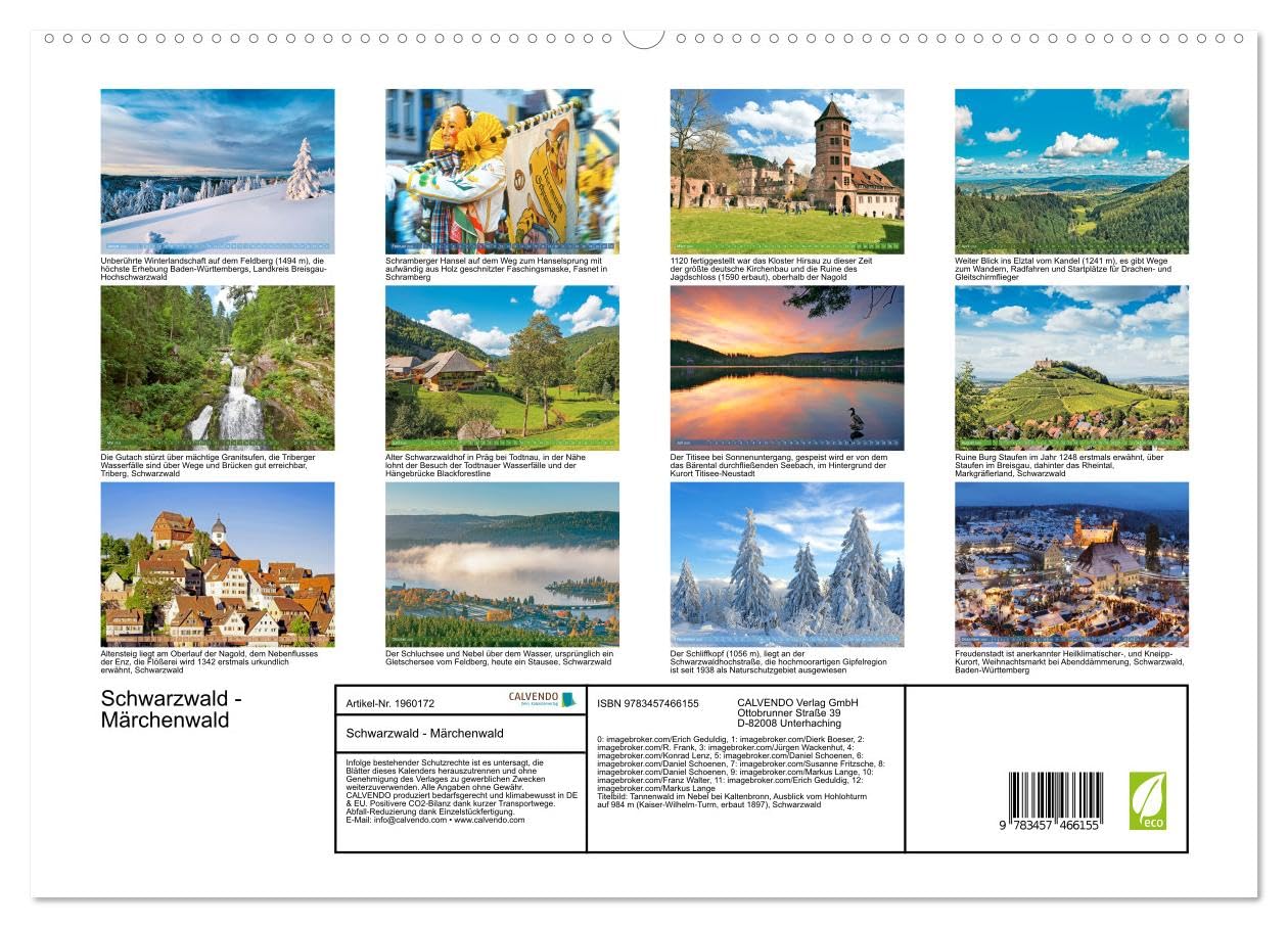 Schwarzwald - Märchenwald (hochwertiger Premium Wandkalender 2026 DIN A2 quer), Kunstdruck in Hochglanz: Der Schwarzwald: Naturparadies und Naherholungsgebiet (CALVENDO Orte)