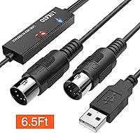 Vista 8 de LEKATO Cable MIDI USB, cable MIDI a USB de 6.5 pies con conexión de entrada y salida con teclado, sintetizador para edición y grabación, midi a USB
