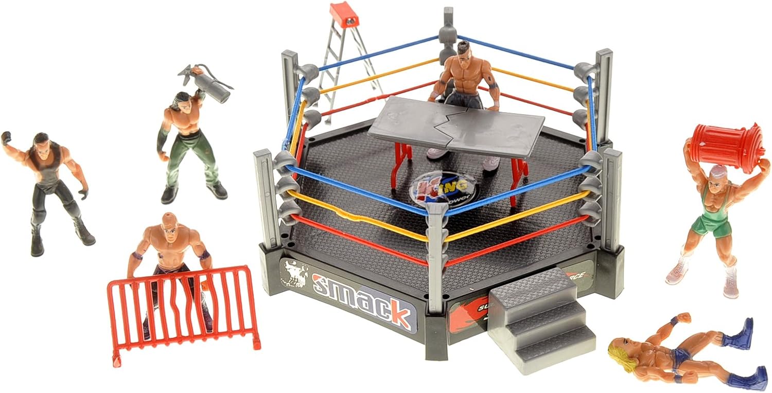 PowerTRC Ultimate Mini Wrestling Playset | Comes with Realistic Wrestling Action Figures, Many Accessories, and Wrestling Ring and Cage