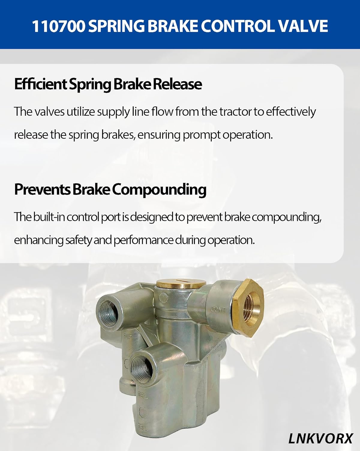 110700 Spring Brake Control Valve - Trailer Brake Priority with 3/8" Ports - Replaces Sealco 110700X 110700RX, Euclid ESL110700, Meritor RSL110700 - Valve-Spring Brake for Truck Trailer