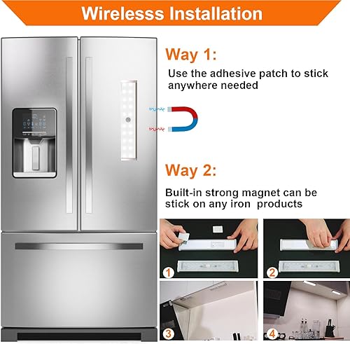 Miniatura 6 de 58 luces LED para debajo del gabinete, luz recargable con sensor de movimiento RGB para interiores con control remoto, paquete de 2 luces