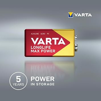 VARTA Max Tech 9V 6LR61 Alkaline Battery (E-Block, PP3, MN1604, Transistor)