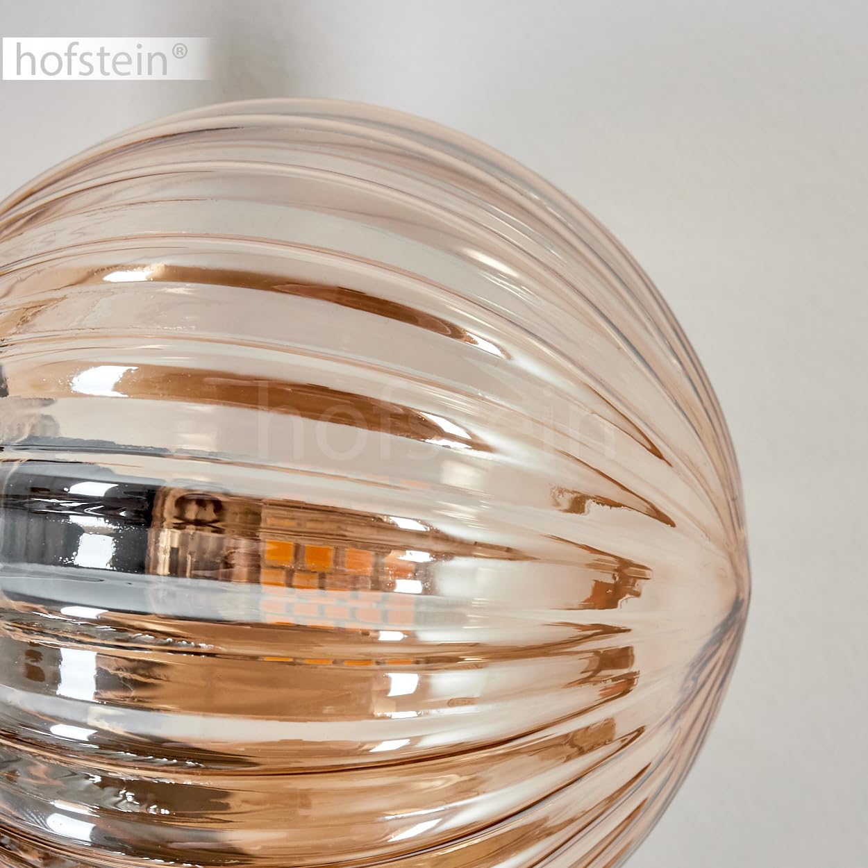 Wandleuchte Chehalis, Wandlampe aus Metall/Riffelglas in Schwarz/Bernstein, Leuchte im Retro/Vintage-Design m. Schirmen aus Glas (Ø 10 cm) u. An/-Auschalter am Gehäuse, 3 x G9, ohne Leuchtmittel