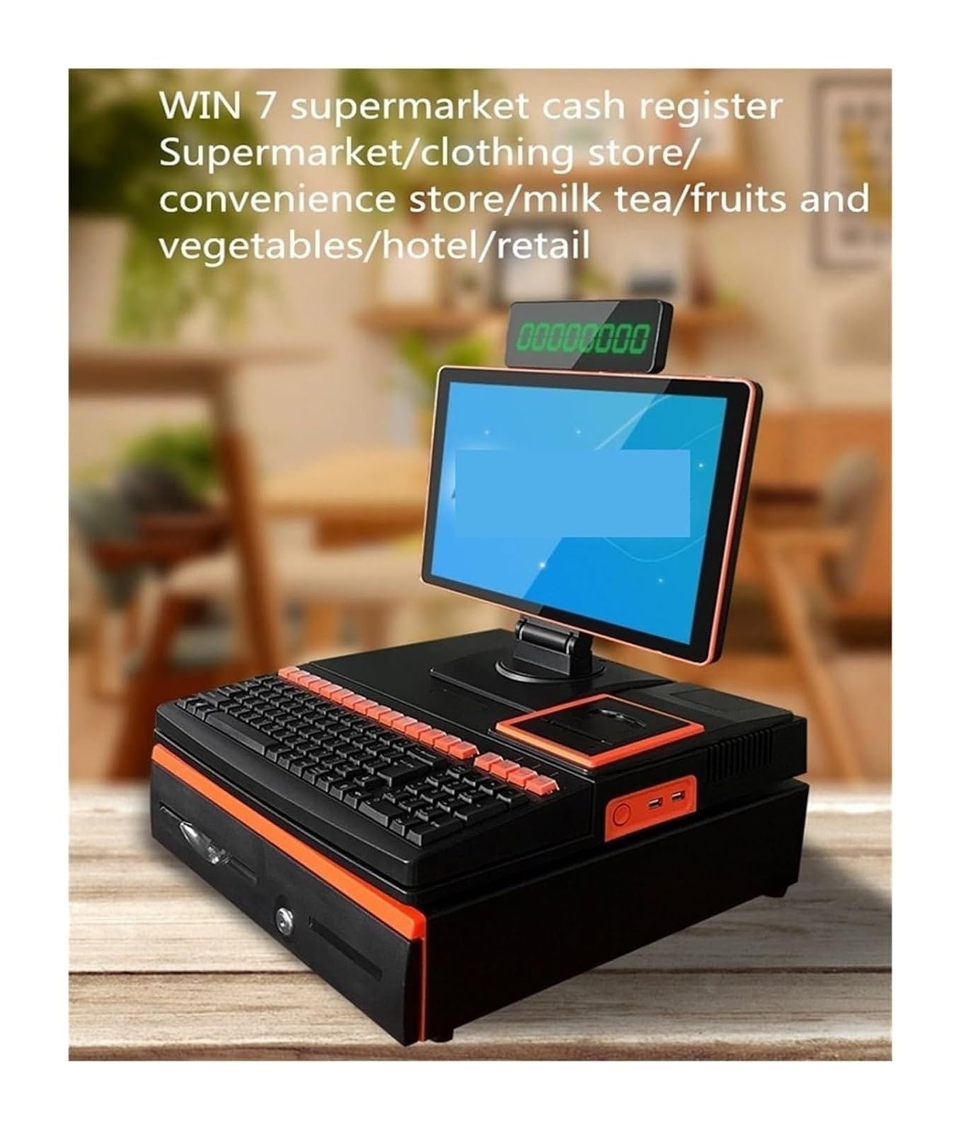 Système de point de vente de 14,1 pouces avec écran tactile, tiroir-caisse et imprimante 58 mm, caisse enregistreuse professionnelle complète pour la vente au détail, le magasin et le restaurant