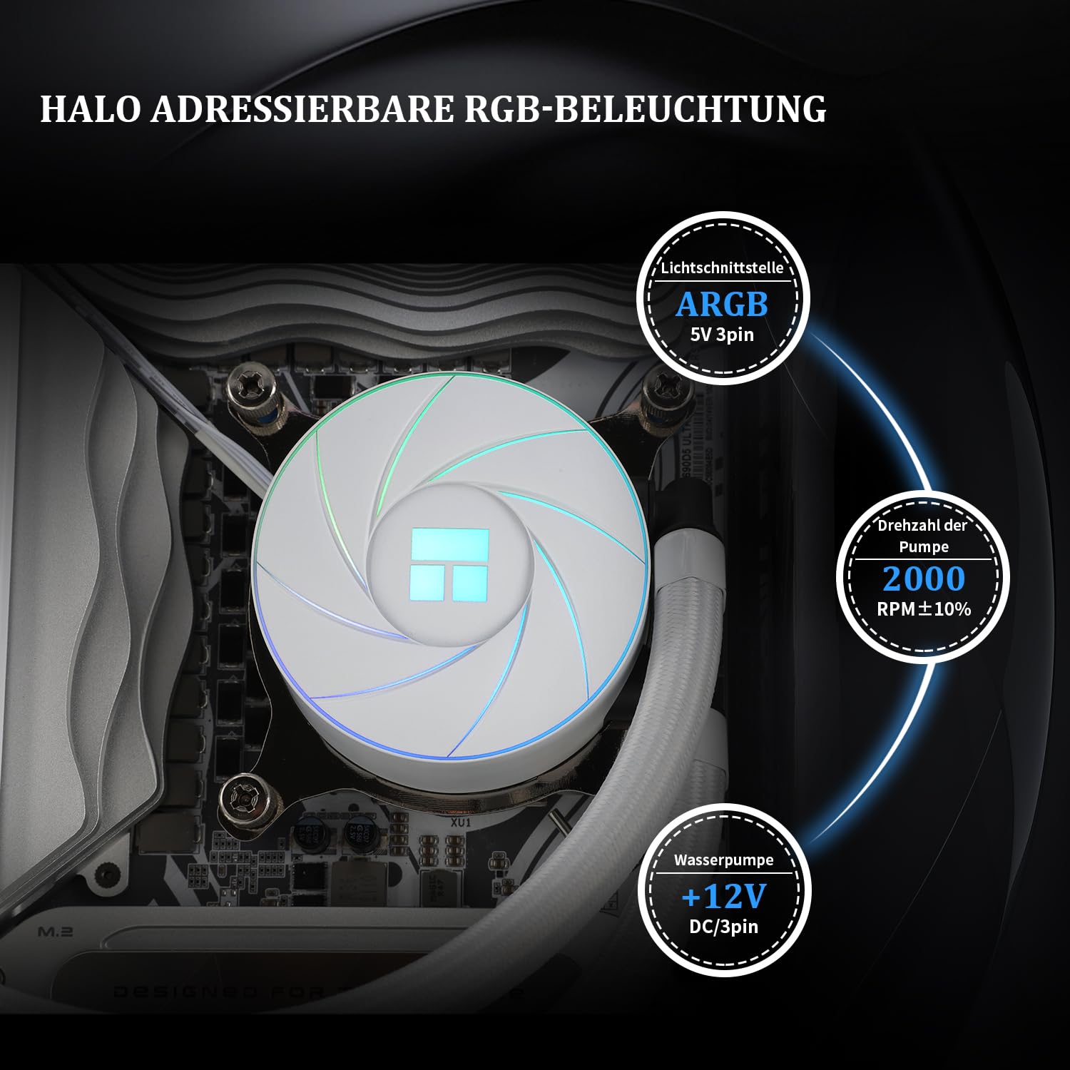 Thermalright Aqua Elite 240 ARGB V2 Refroidisseur de processeur liquide blanc double ventilateur PWM avec vitesse de 2 000 tr/min, refroidisseur d'eau CPU 240 pour ordinateur AMD/AM4/AM5 et Intel
