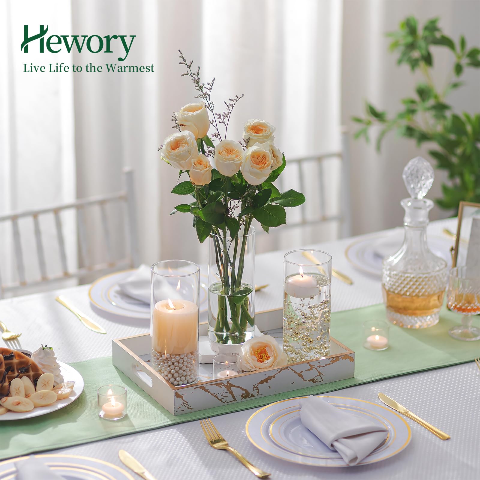 Hewory Zylinder Vase Glas 12 Stück Blumenvase, 20cm Modern Vasen Set Glasvase Deko Vasen, Tulpenvase Windlicht Glas Kerzenhalter Für Stumpenkerzen Schwimmkerzen Für Hochzeitsdeko Deko Wohnzimmer