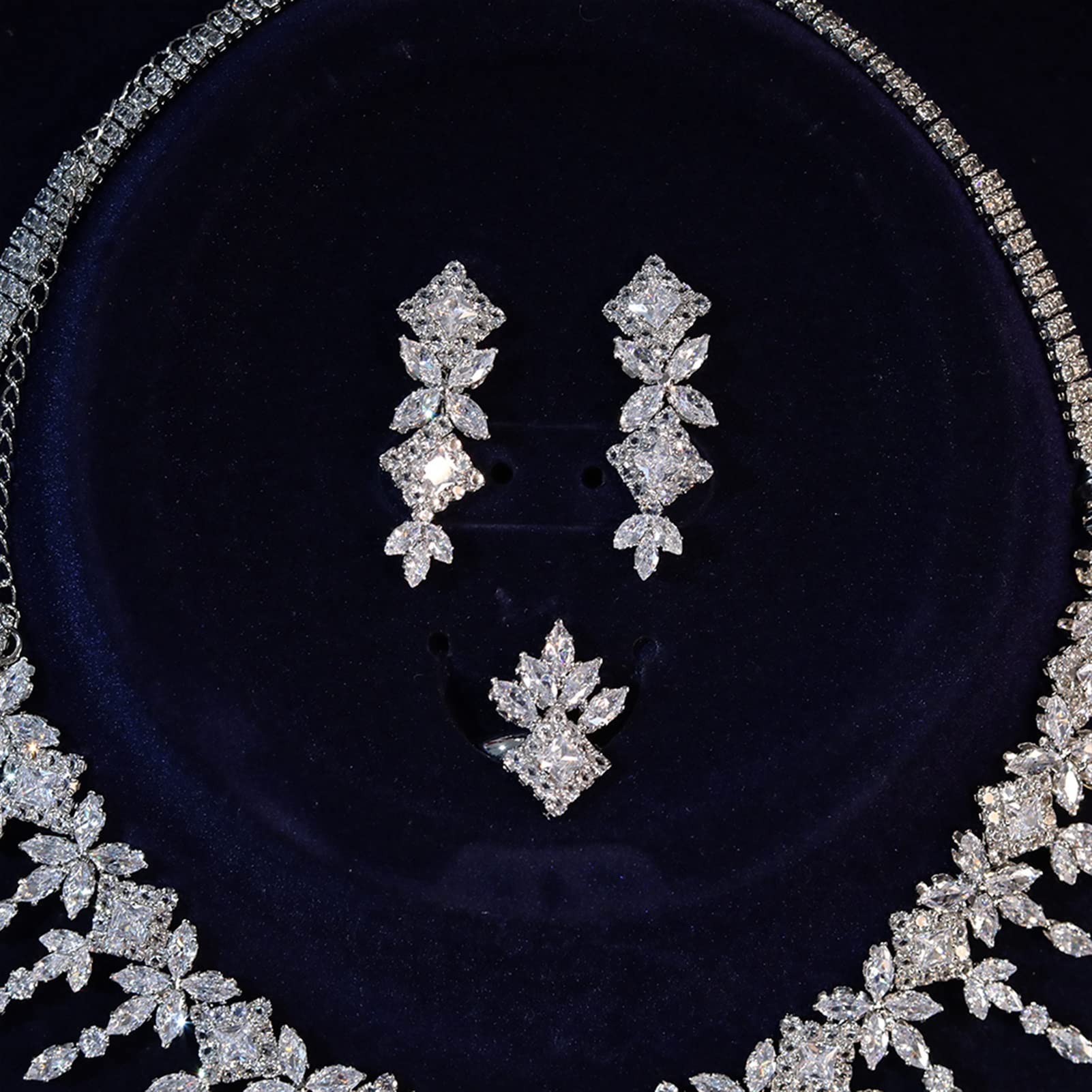 Set di Gioielli Completi con zirconi cubici per Le Donne. Set di Gioielli da Sposa in con zirconi da Sposa da 4 Pezzi