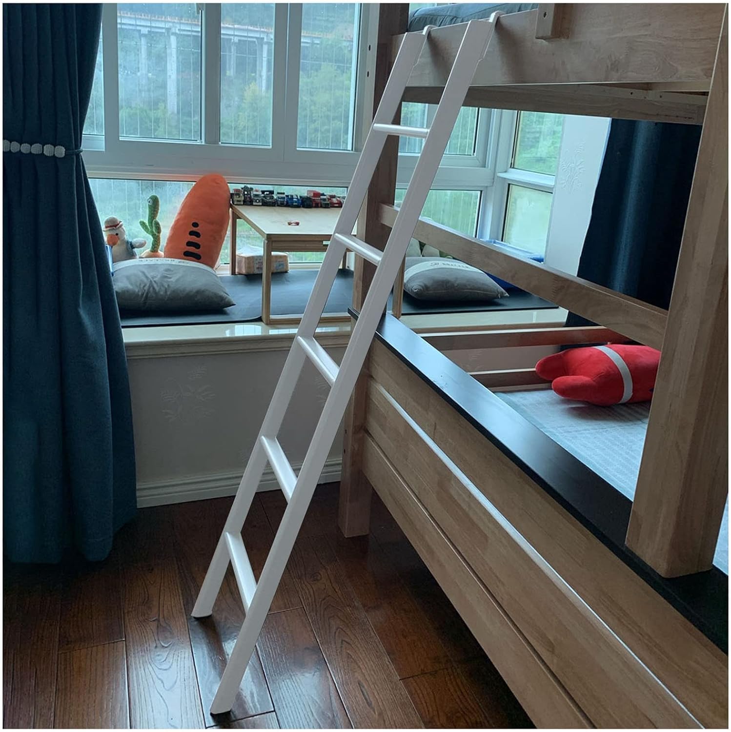 TONG TONG Cm Scala A Castello Superiore,Camper Rimorchio Camper In Metallo Scaletta Di Risalita, A Pavimento E Con Ganci Scala Per Letto A Soppalco, Bambini Adulti (160cm, Bianco)