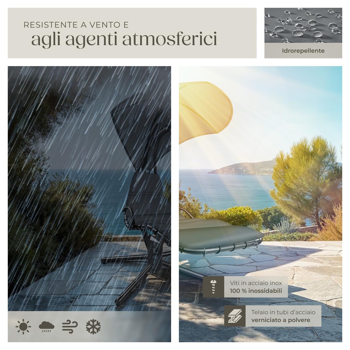 Tectake Sdraio Sospesa Elaria Amaca Altalena Grigio