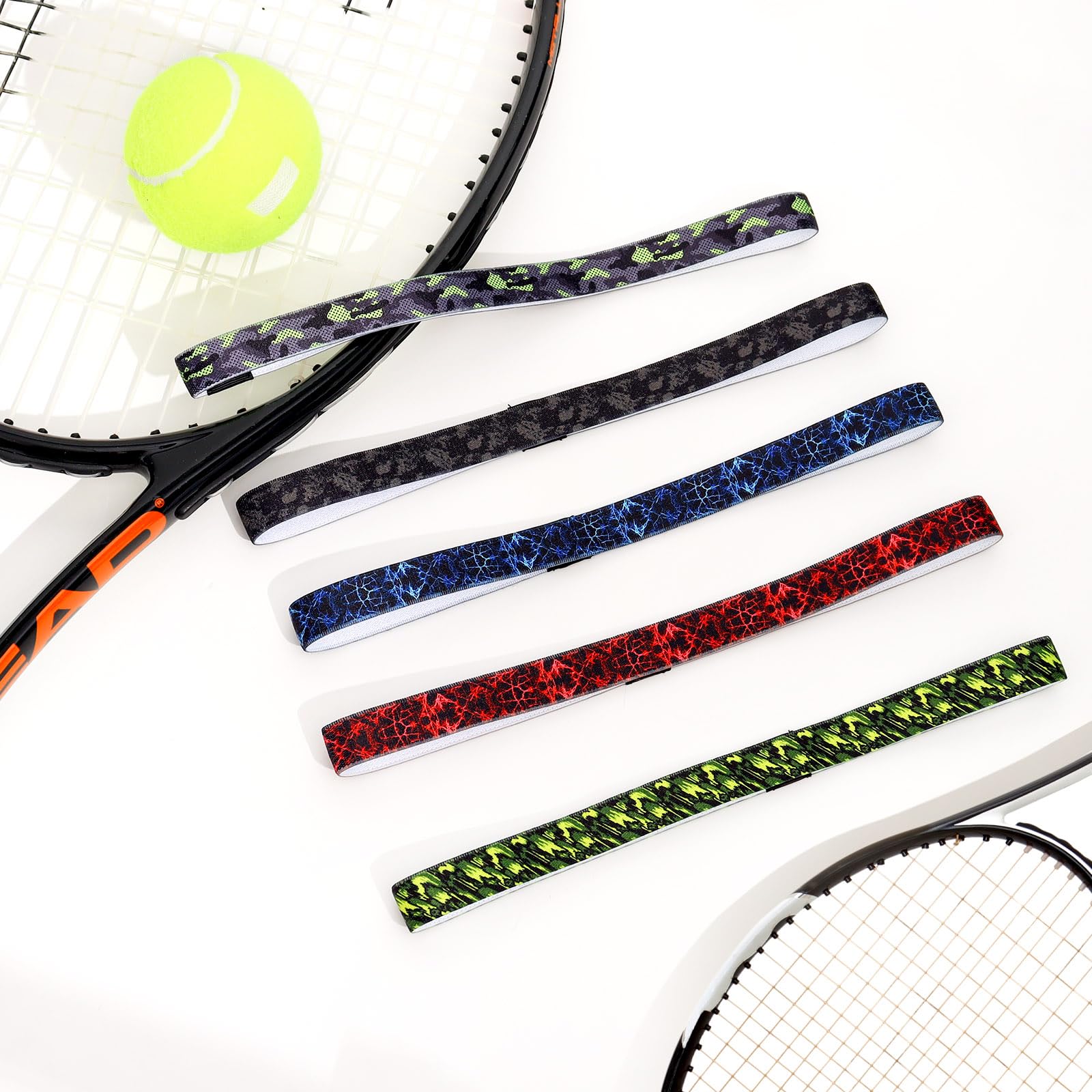 Blooms Diadema Deportiva Elástico Antideslizante, 5 Piezas Cintas Pelo Mujer Hombre y Niños Diadema Cintas Pelo Deportivas para Yoga Jogging Correr Futbol