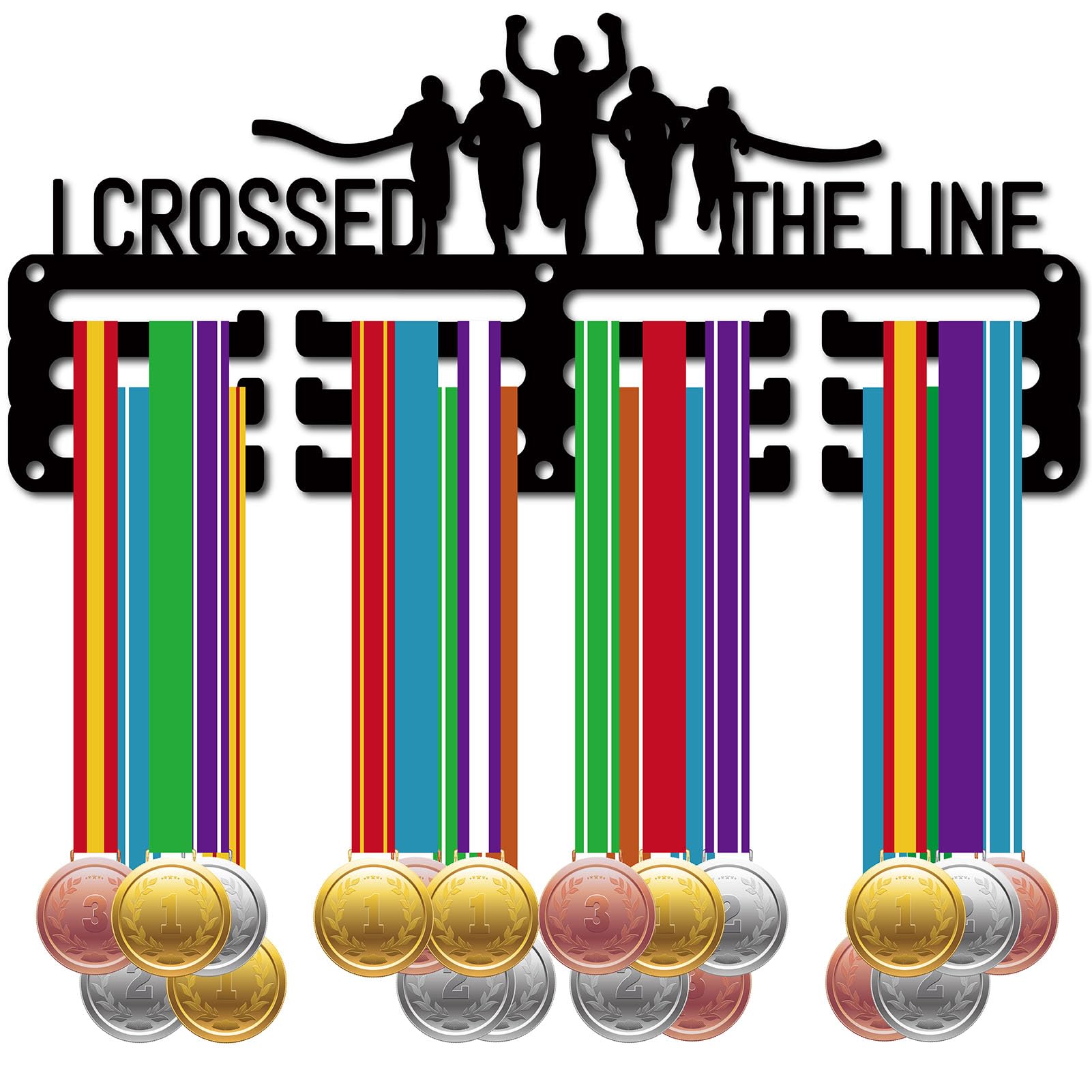 CREATCABIN Soporte para Medallas Fútbol,Colgadores Medallas,Estante Fútbol,Deportes,Premios Colgantes Metal,Hierro,Montaje Pequeño,Decoración,Premios para Mujeres,Pared,Hogar,Insignia,Negro,29x12.8cm — view 15