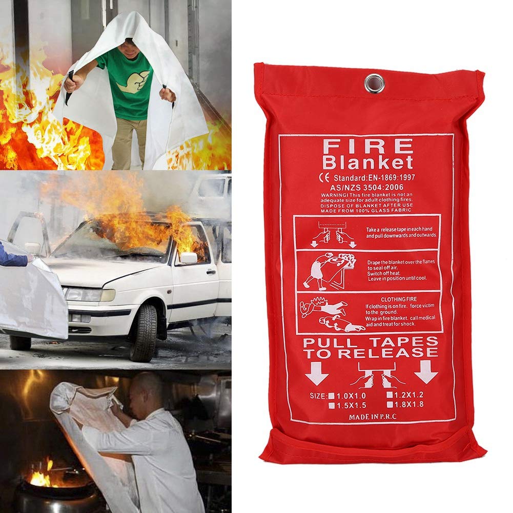 Coperta Antincendio In Fibra Di Vetro 1x1 Mt – Emergenza Casa, Cucina, Auto, Campeggio – Norme EN-1869