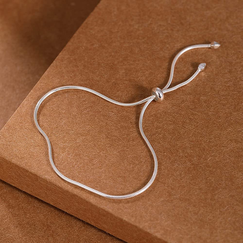 Girls Accessories Bracciale in Argento Sterling 925 Vintage per Donna Semplice Catena in Osso di Serpente Regolabile Fascino Classico per Gioielli Spiaggia Estiva Birthday Gift