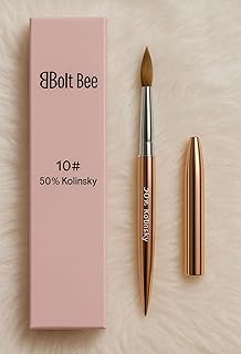 Bolt bee Professional Acrylic Nail Art Brush #, Rose Gold Handle, with Pink Storage Case (no.12)-picture-51