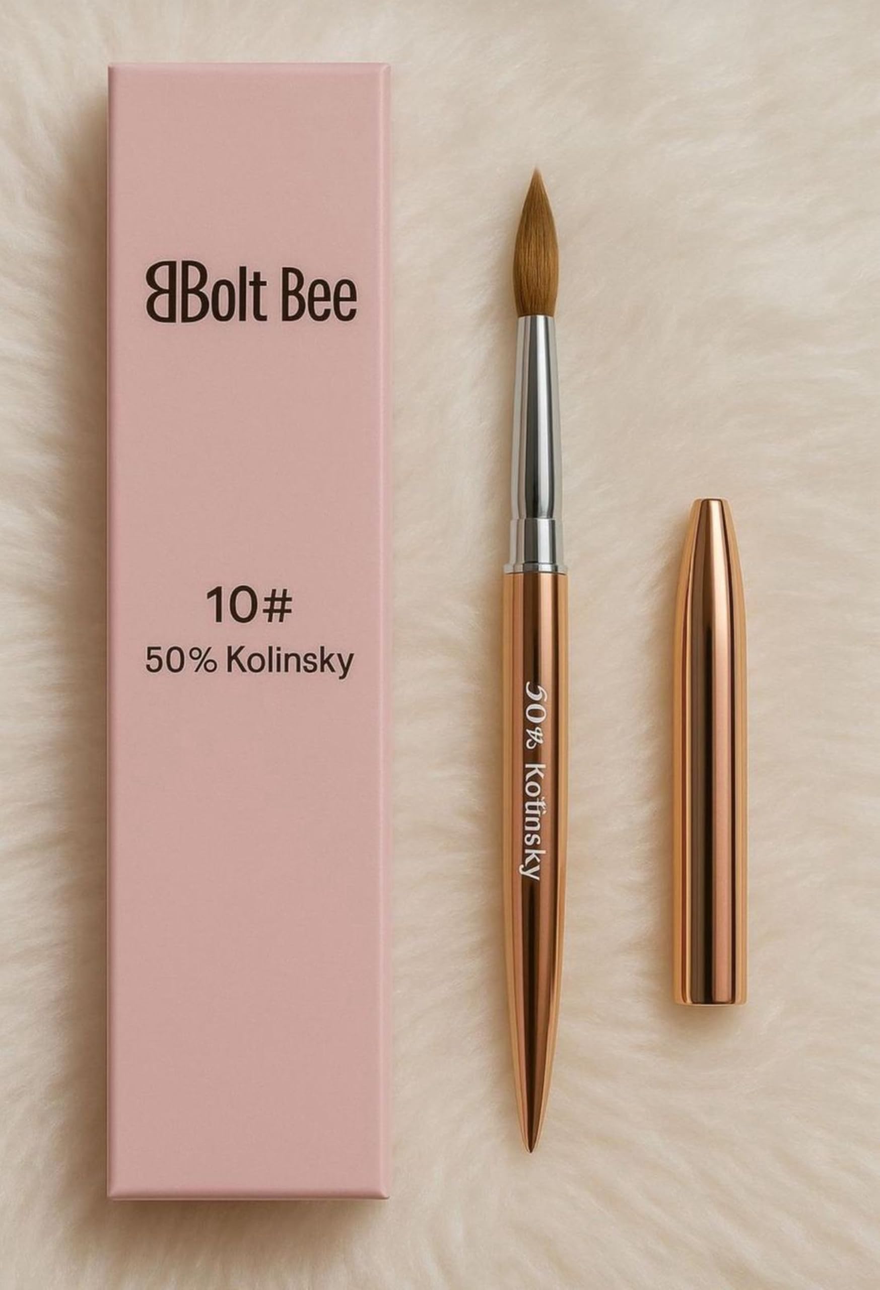 Bolt bee Professional Acrylic Nail Art Brush #, Rose Gold Handle, with Pink Storage Case (no.12)-image-34