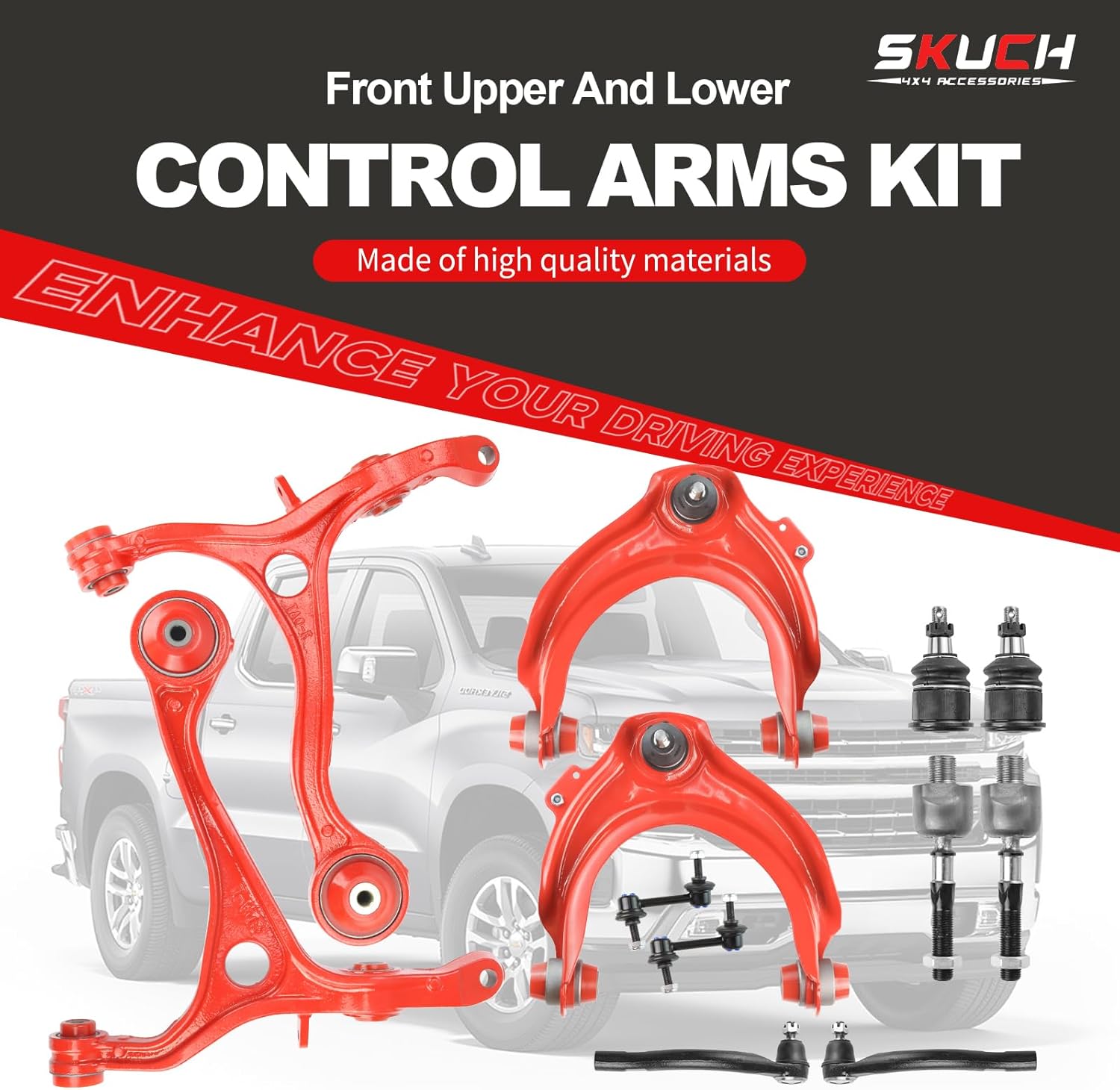 Front End 12pc Suspension Kit for 2003-2007 Honda Accord & 2004-2008 Acura TSX, Upper & Lower Control Arms, Ball Joints, Inner & Outer Tie Rod Ends, Sway Bar Links, Replacement Assembly