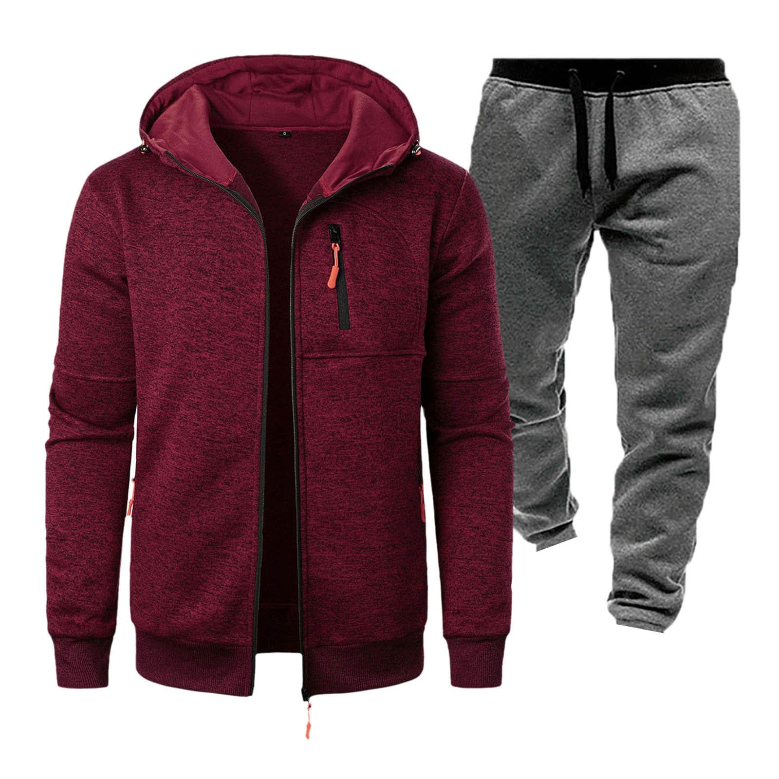 Męski dres treningowy, bluza z kapturem i joggery, 2-częściowy, zielono-szary, dres dla mężczyzn, miękka bawełniana odzież sportowa z kieszeniami, lekki, wygodny strój na siłownię, trening lub