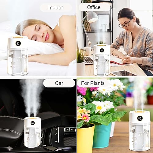 Miniatura 8 de Humidificadores pequeños para dormitorio, humidificadores silenciosos de niebla fría de 1.2 L para el hogar, guardería, plantas de interior, diseño