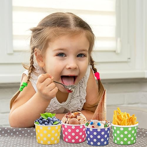Miniatura 6 de Zeyune 500 tazas de helado desechables multicolor de papel para aperitivos, postres para bodas, suministros de fiesta de cumpleaños