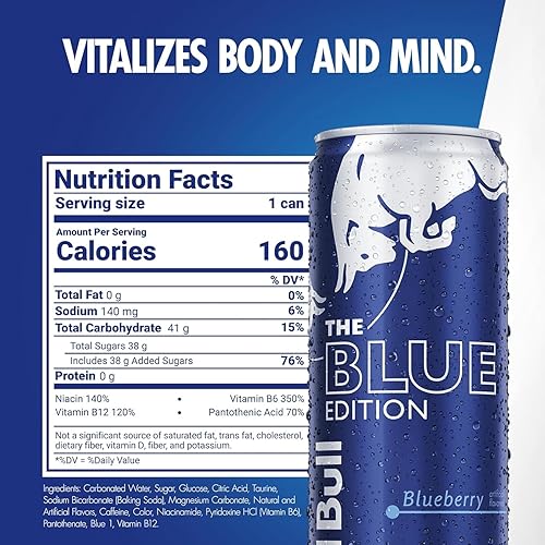 Vista 28 de Red Bull Yellow Edition - Bebida energética tropical, con 80 mg de cafeína más taurina y vitaminas B, 8.4 onzas líquidas, paquete de 24 latas
