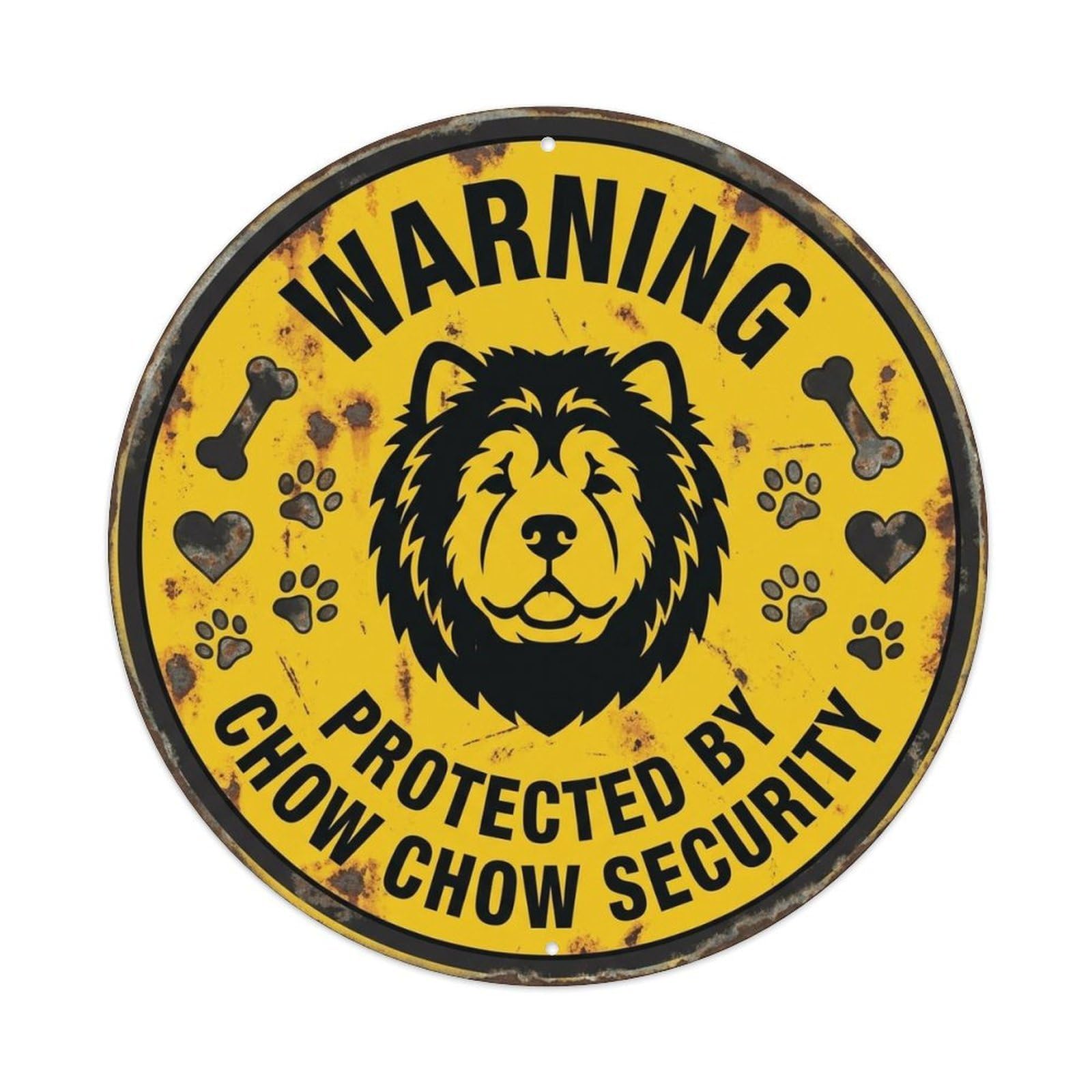 Chow Dog Protected Security Warning Badge Metal Tin Sign