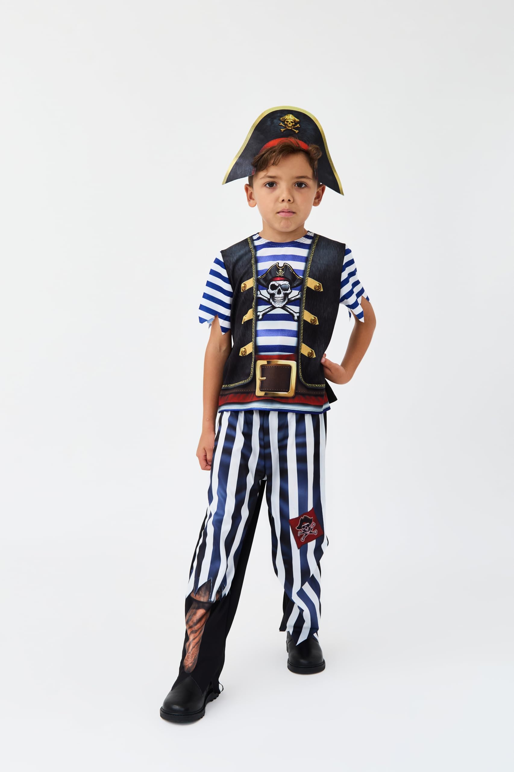 Blues Group Fearsome Pirate Boy Kids Costume | World Book Day, Dress-Up, and Role Play | Ages 3-10| (6-8 Years)