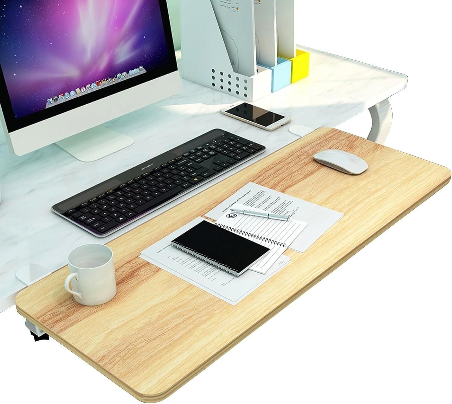 Plateau Extensible Pour Clavier Et Souris - Pliable à 90° - 55x25, 65x25 Ou 75x25 Cm - Support Acier - Installation Sans Perçage - 3