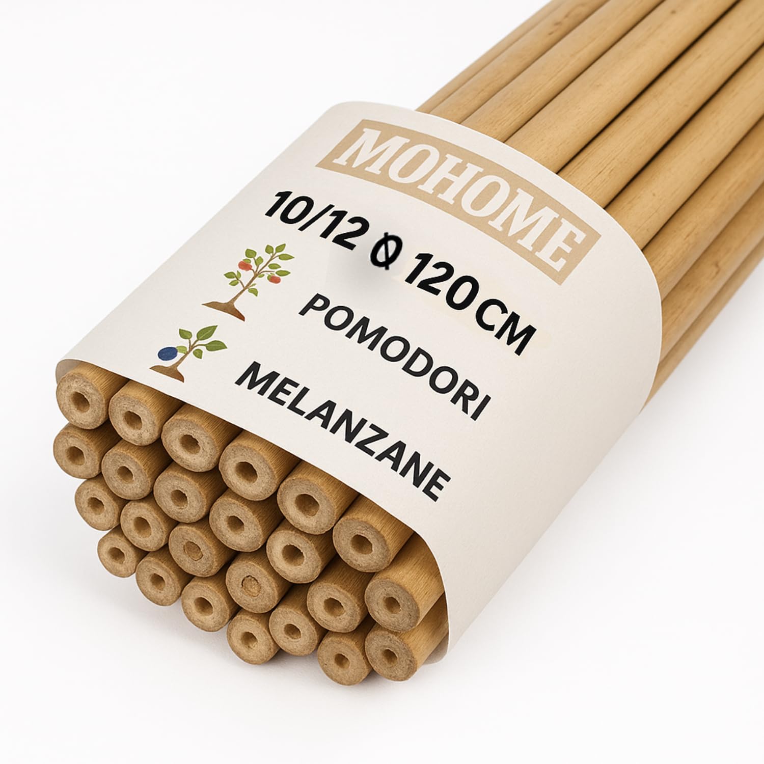 Canne Bambù Giardinaggio Naturali Set 50 Cannette 10/12 Ø x 120 cm Bastoncini Supporto Piante Orto Sostegni Tutore Pali Resistenti Rampicanti Giardino Pomodori Melanzane