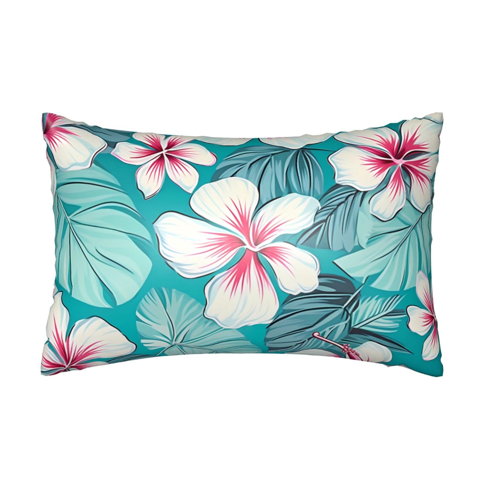 Satin Pillowcase for Hair and Skin, Tropical Hibiscus Flowers Pillow Case Queen Size 20x30 Inches, Cooling Silky Pillowcases with Zipper Ultra Smooth and Soft Pillow Cover for Sleeping