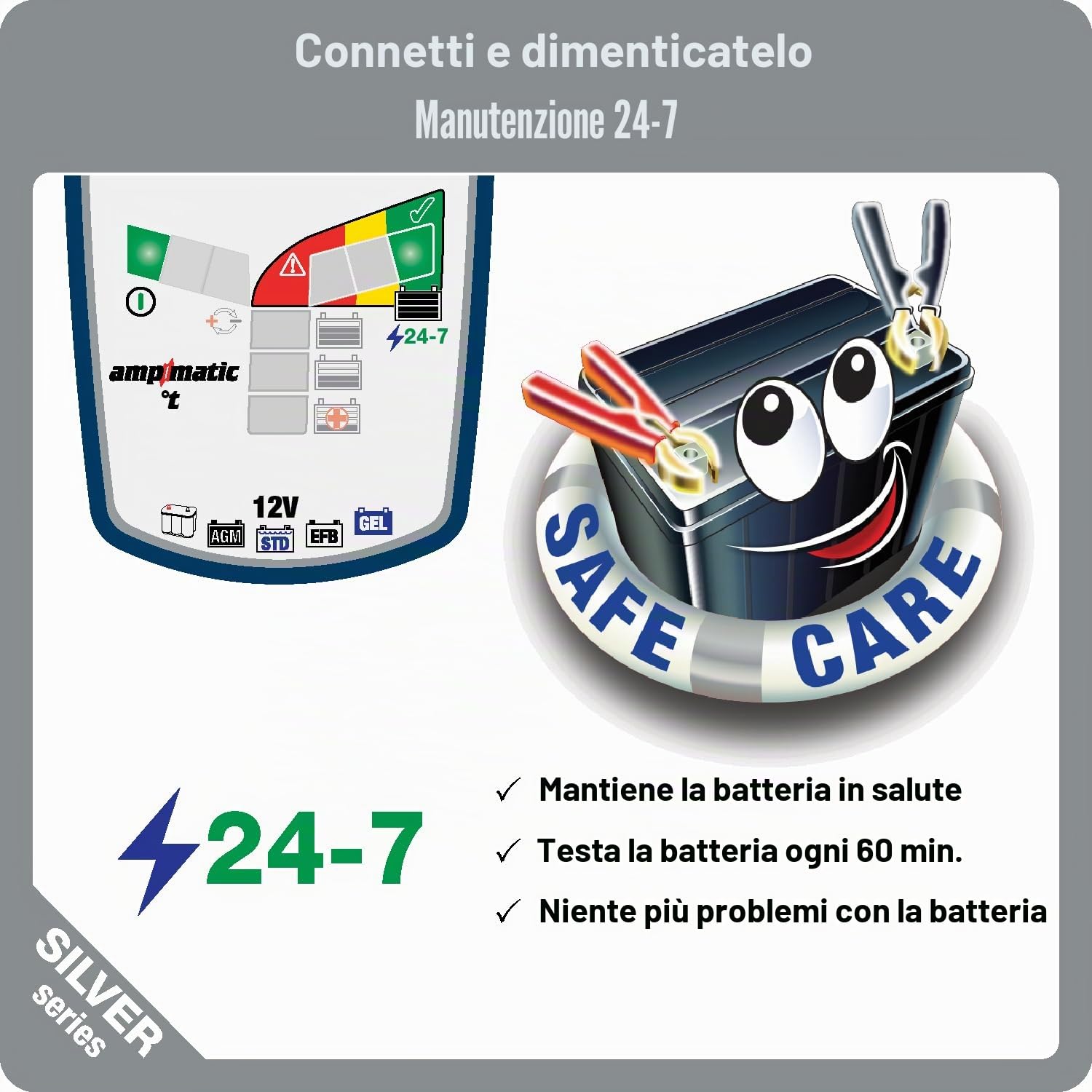 OptiMate 6 Ampmatic 12V 6A Caricabatterie e mantenitore – Caricabatterie automatico intelligente a 9 fasi per batterie al piombo-acido, AGM e GEL da 12V – Caricabatterie di mantenimento sicuro 24/7