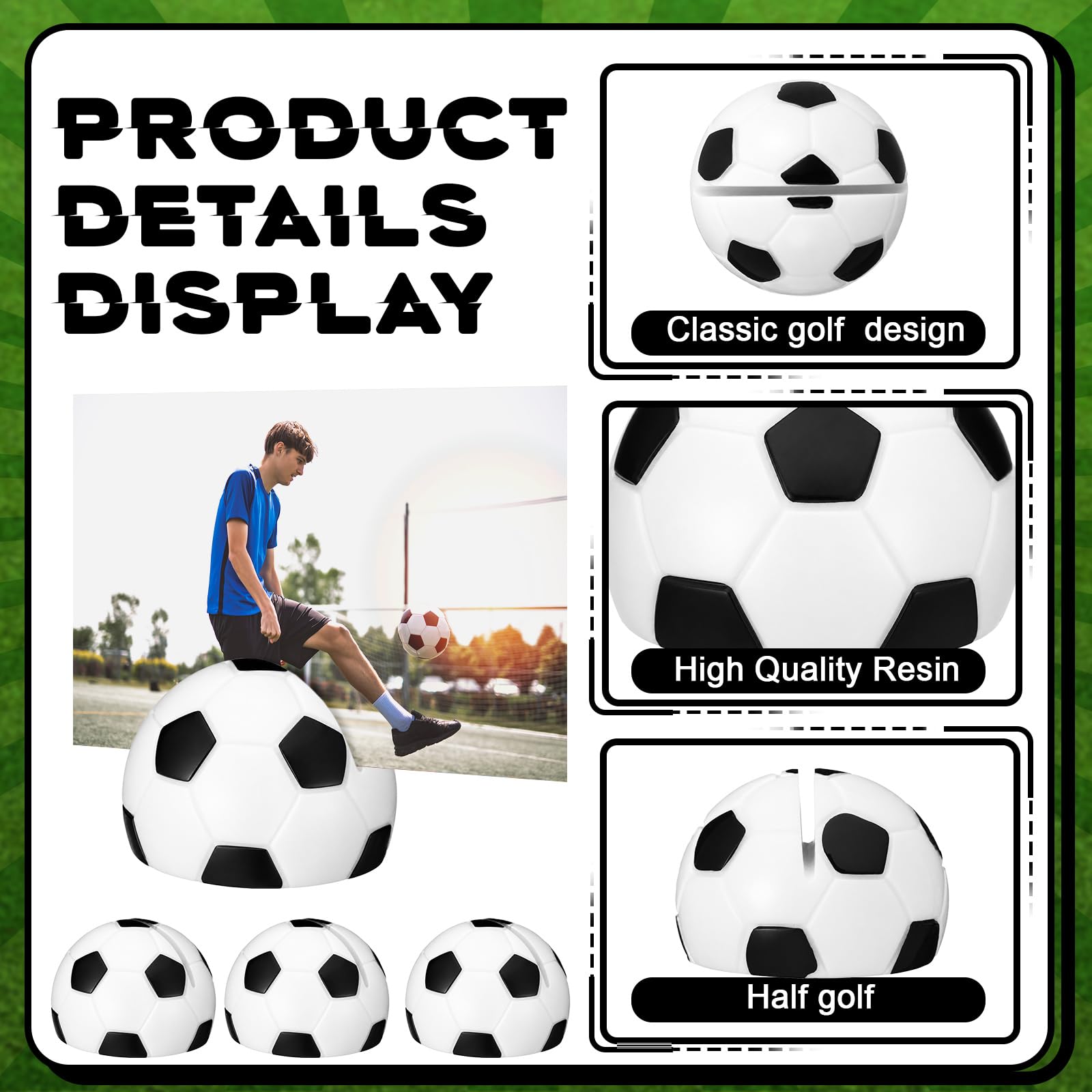Leinuosen 24 pezzi Centrotavola in resina a forma di calcio, segnaposto, segnaposto, segnaposto, segnaposto, segnaposto, segnaposto, foto, per eventi sportivi, feste di nozze