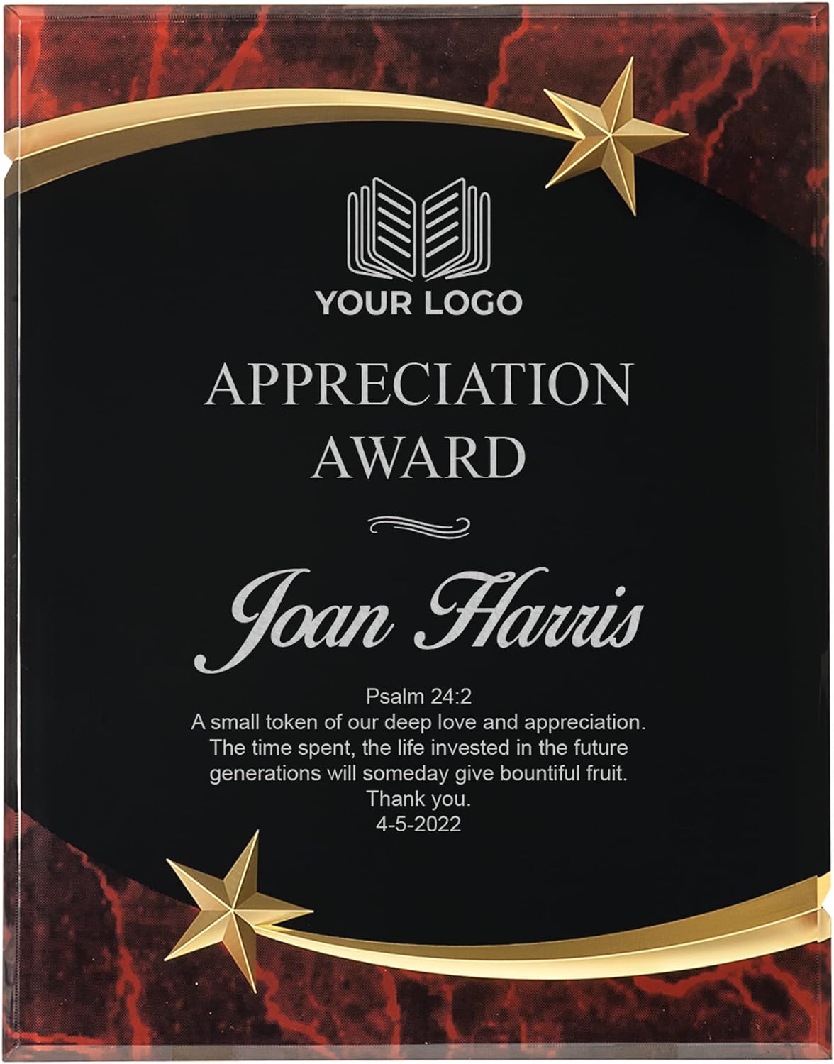 Personalized Marble Shooting Star Acrylic Award Plaque - Green, 7" x 9"