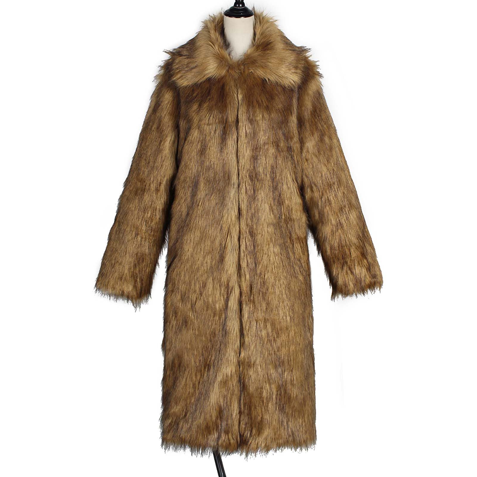 Manteau Femme Hiver Fourrure SynthéTique Poils Longs Col Revers