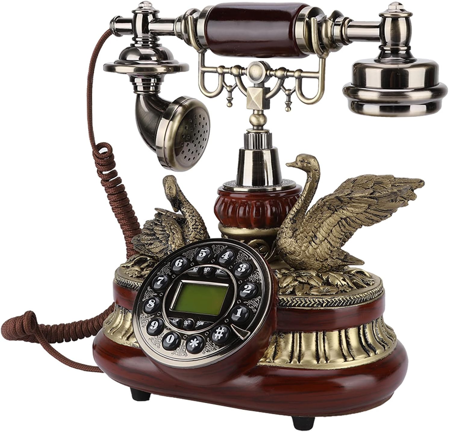 Plate Dial Antique Telephone with Caller ID Display Function, Classic Retro Corded Vintage Phone for Home Hotel