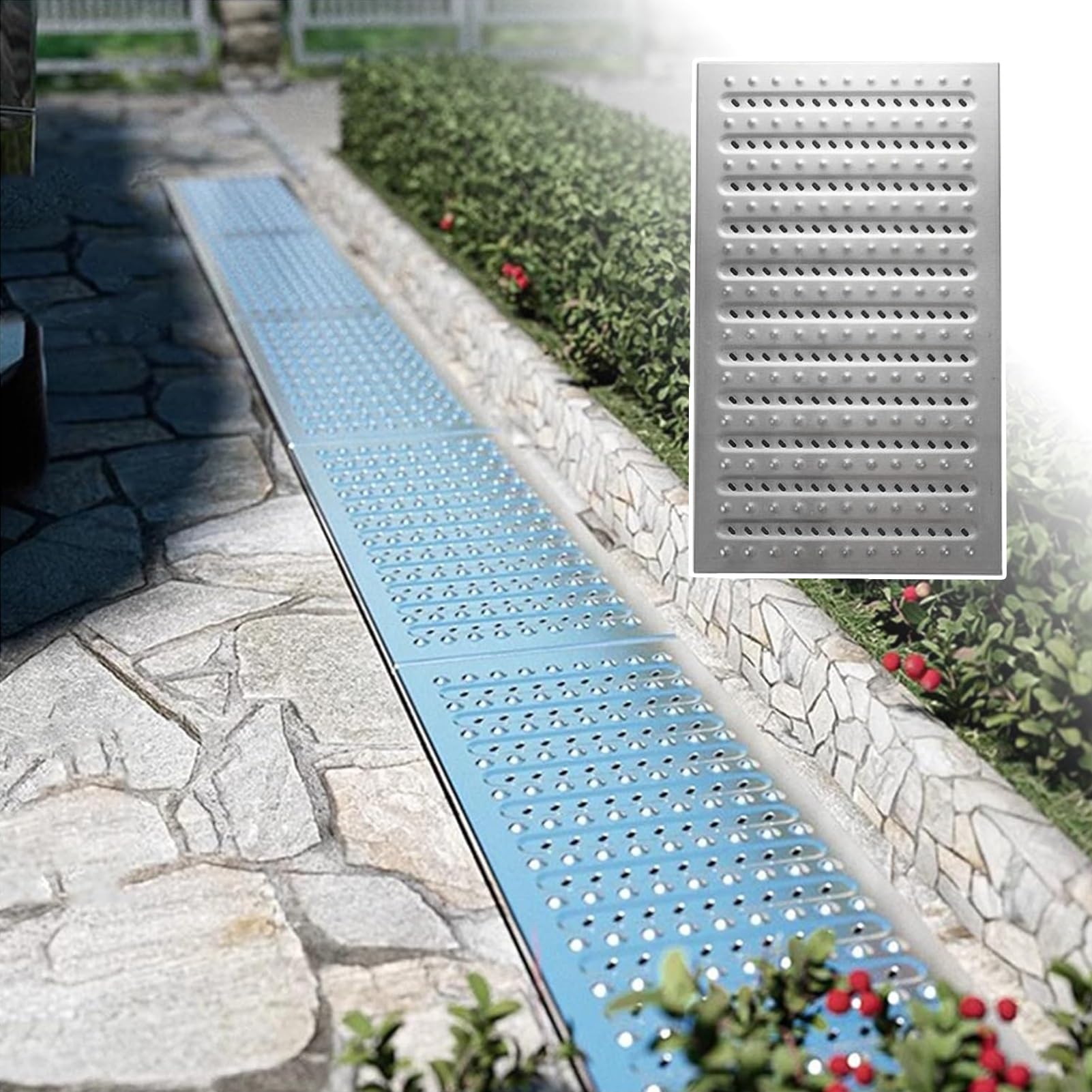 Grille de drainage de sol et caniveau haut de gamme 58x40 cm pour une architecture extérieure nette