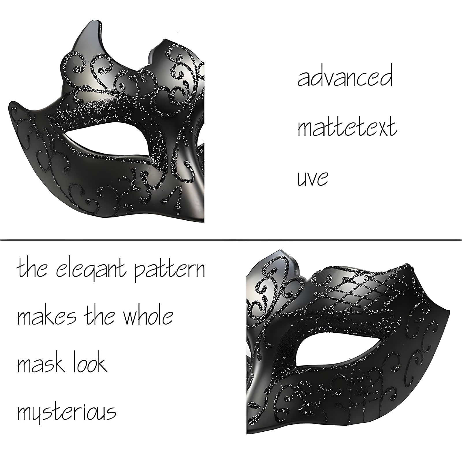AMWYODK Couple masquerade mask set, masquerade mask men, Venetian mask, thickened lace mask, Halloween, carnival, carnival mask.(black) - Image 4