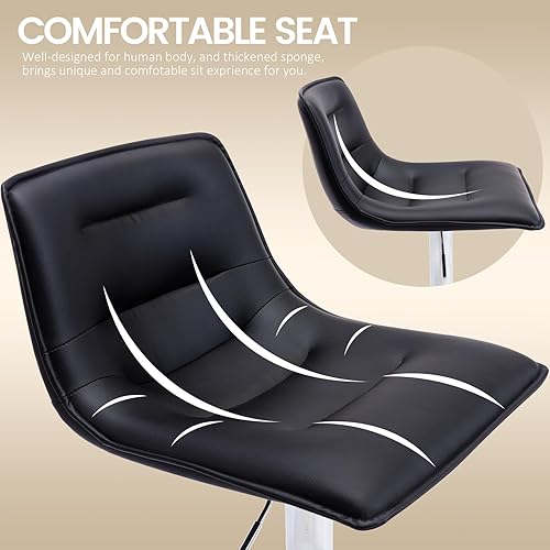 Miniatura 4 de Brage Living Taburete de bar ajustable moderno taburete de bar giratorio de piel sintética con respaldo silla de bar curvada sin brazos para cocina