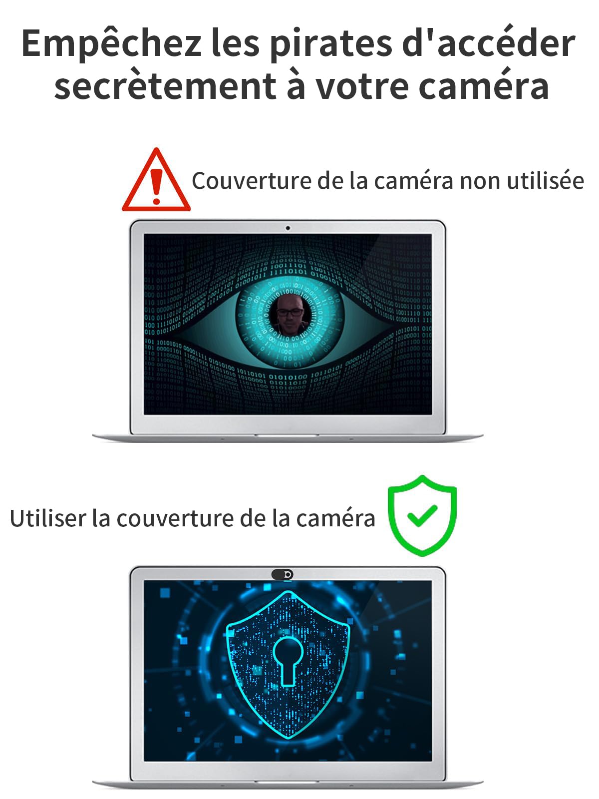 8 Pièces Couverture de Webcam Ultra Mince (0.027 mm) pour Ordinateur Portable, PC, iPhone, iPad - Protection de Caméra - Noir
