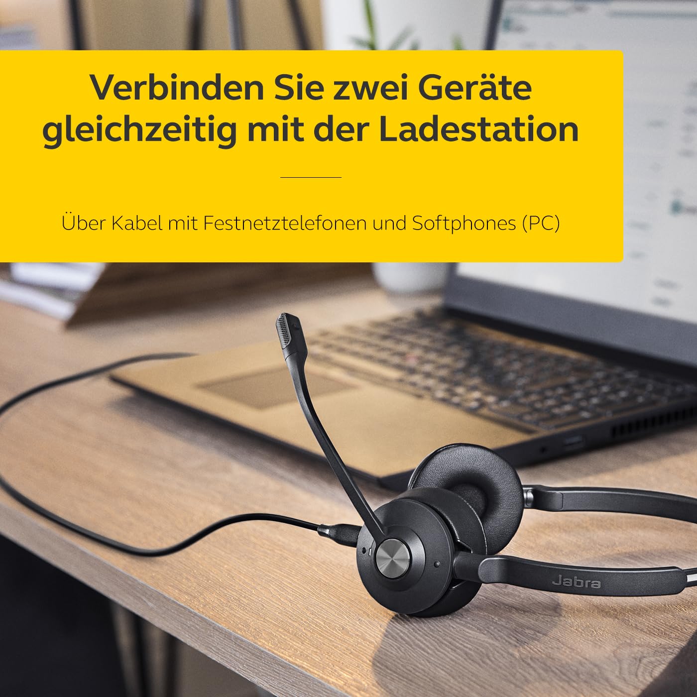 Jabra Engage 65 SE Schnurloses Stereo-Headset für professionelle Anrufe, DECT-Sicherheit, 13-Stunden-Akku, ganztägiger Basis, Netzteil, USB-C-Kabel, Kompatibilität der Meeting App