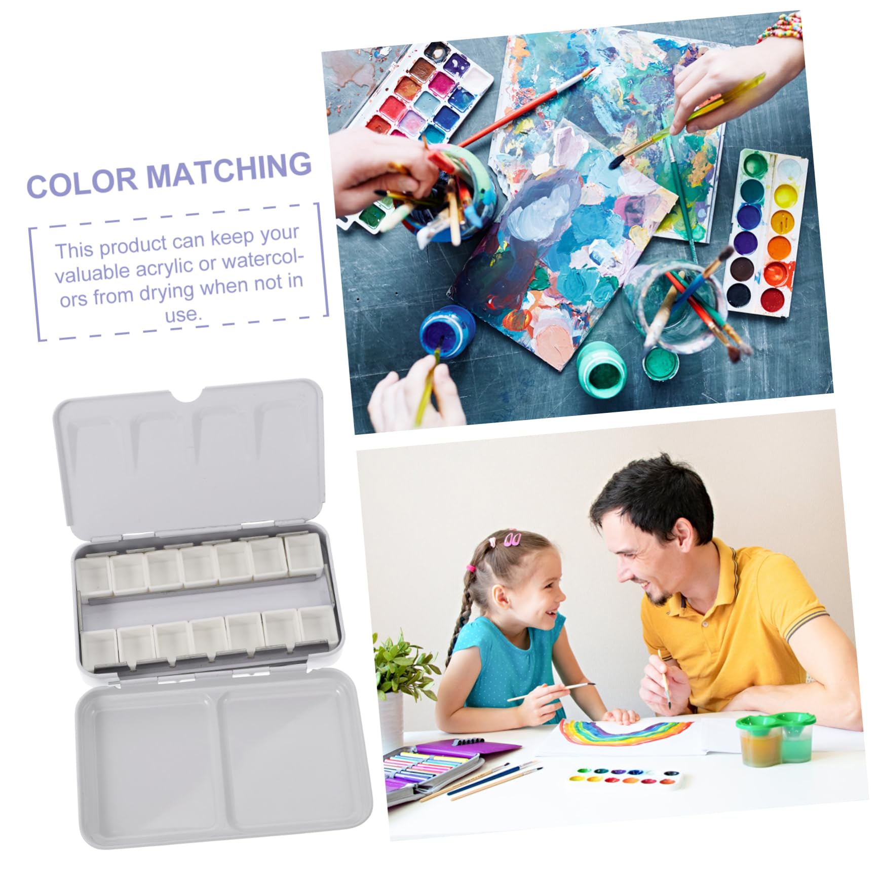Lurrose 3ensembles Palette De Mélange Pigmentaire Boîte Art Portable pour Aquarelle Gouache Et Peinture à Huile avec Compartiments Idéale pour Artistes Et Débutants