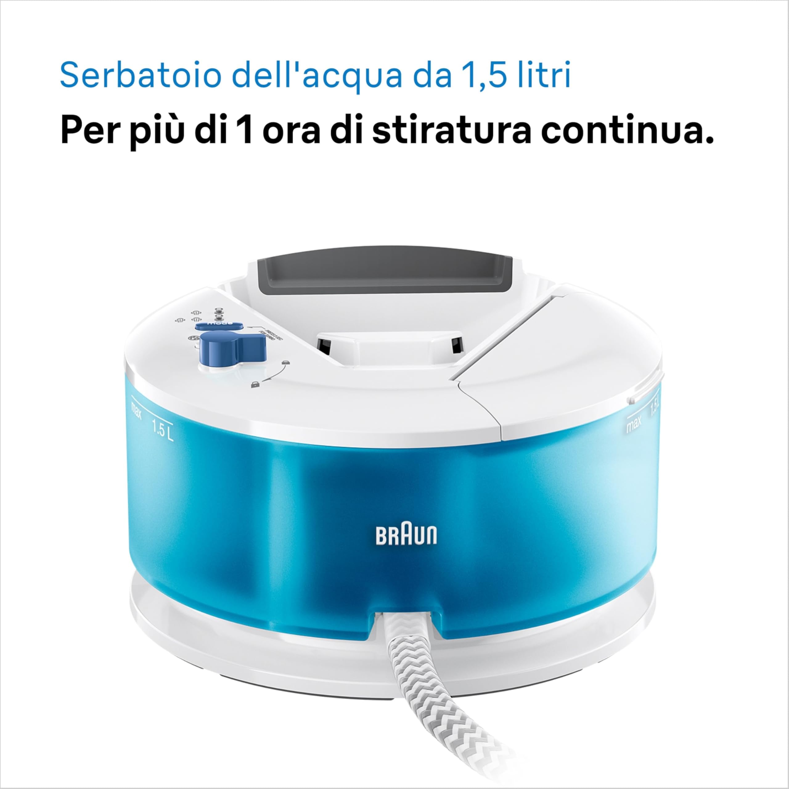 Braun IS2143BL CareStyle Compact Ferro da Stiro con Caldaia, 5 ANNI DI ASSISTENZA, Piastra EloxalPlus, Facile decalcificazione, Colpo Vapore 420g/min, Serbatoio 1.5L, Risparmio energetico, Bianco/Blu