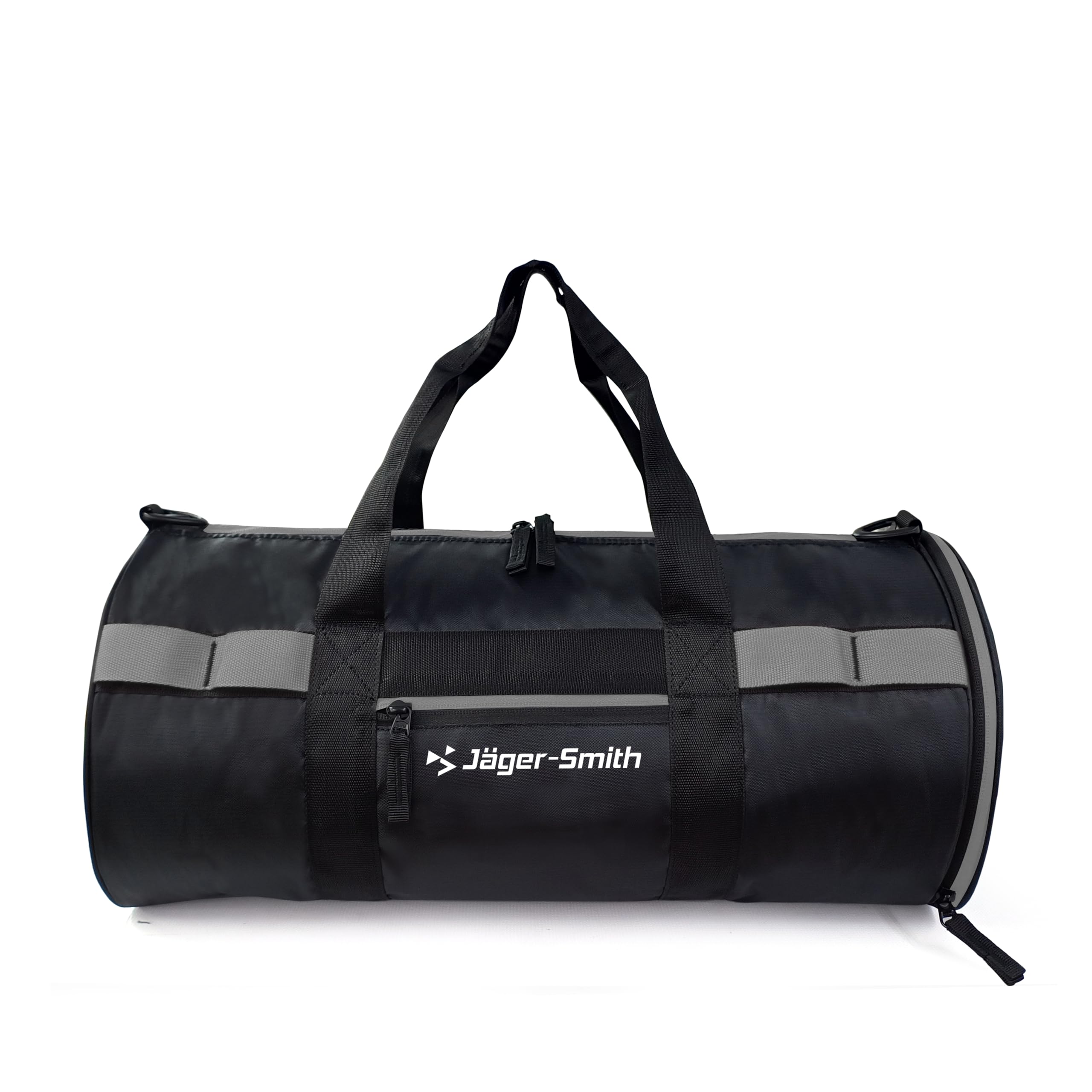 Jager-Smith JSGB401(Black,Grey) Unisex Gym Bag with Shoe Compartment | Front Pocket