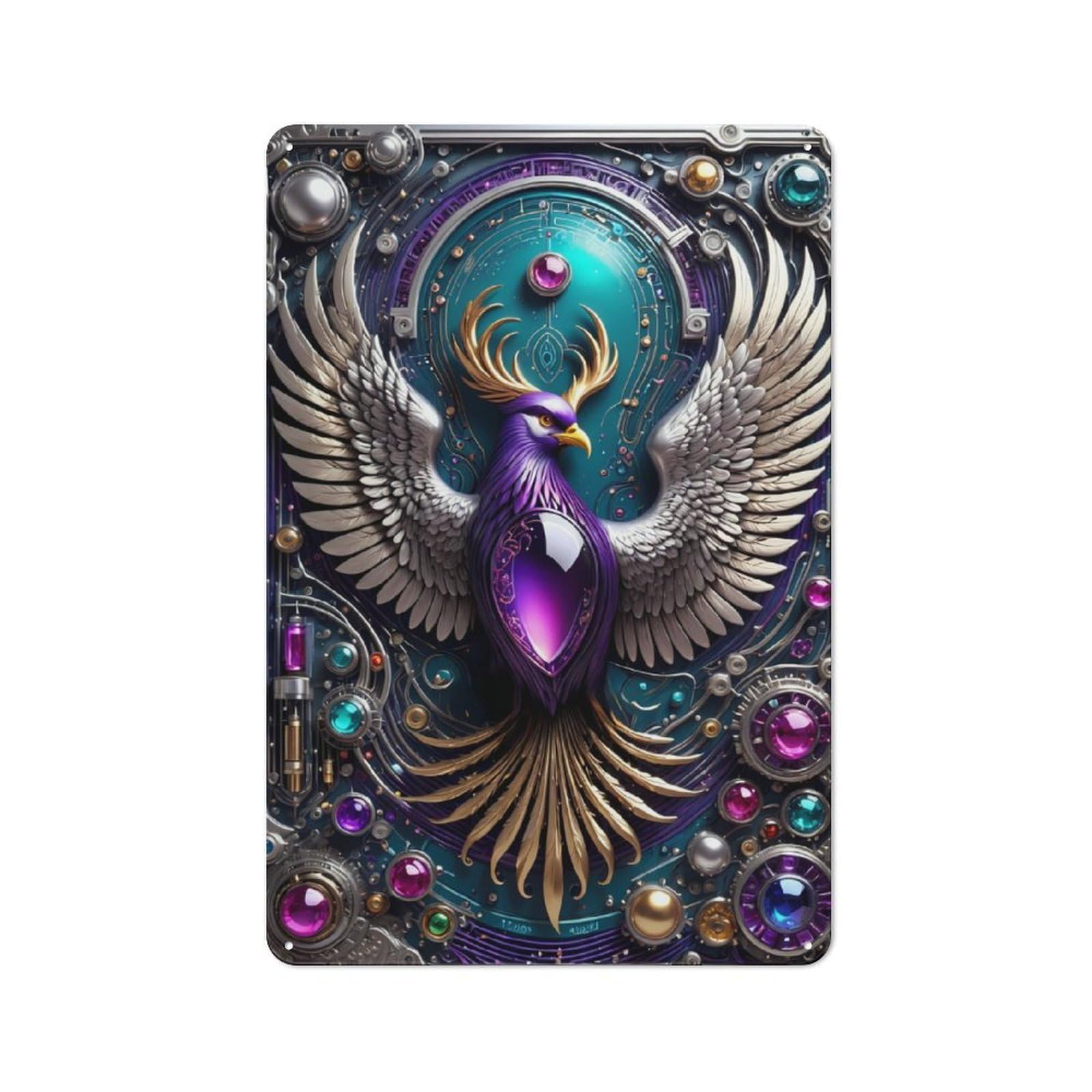 Junmoney Future Steampunk Phoenix Retro Tin Sign 30X20cm Featuring For Bar Or Restaurant, For Metal Sign Collectors, For Garage And Workshop Walls