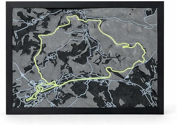 Alupedia Tableau mural 3D Motorsport Nürburgring Nordscheife Circuit de course – Impression 3D de qualité supérieure (18 x 24 cm) – Décoration d'art de course pour mur, bureau et cadeau - 1